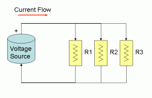 Simple, three resistor parallel circuit